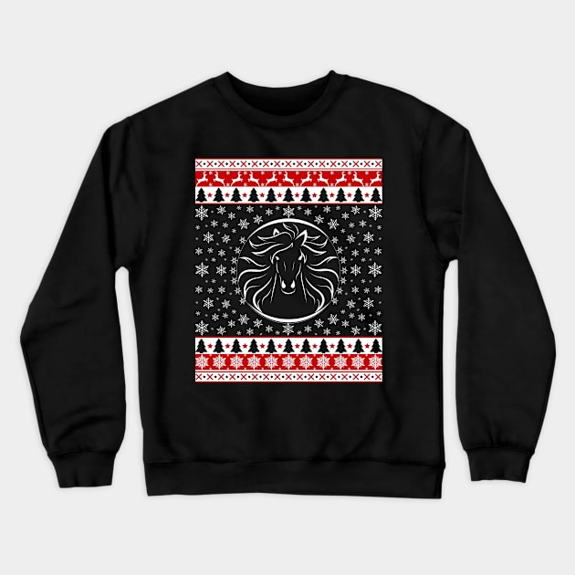 Christmas Horse Face Equestrian Crewneck Sweatshirt by Sleazoid